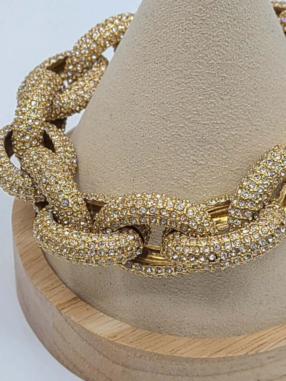 J Crew Chunky Gold Tone Pave Bracelet Like New